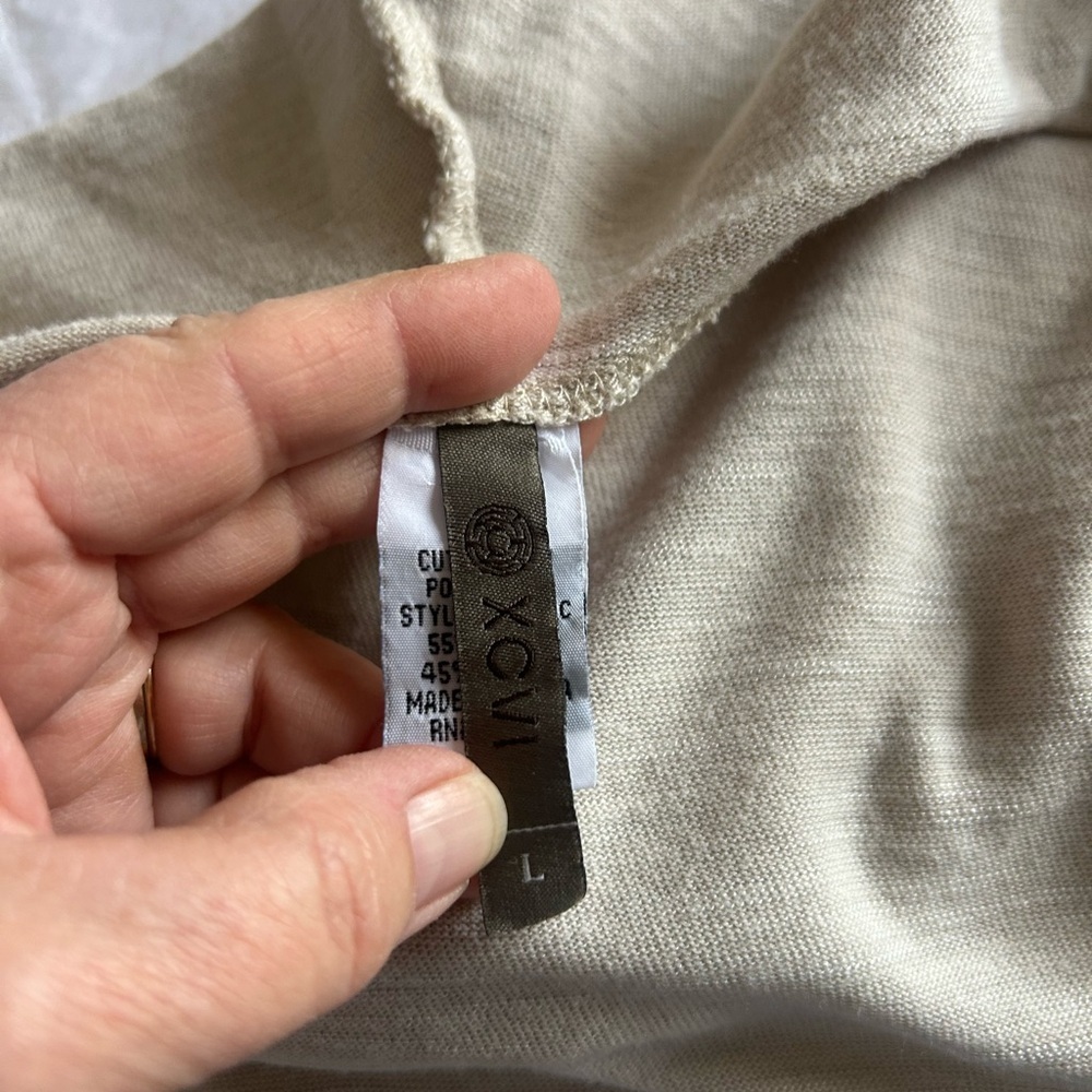 XCVI Cream Hooded Cardigan Long Drape Sz L - Picture 4 of 5